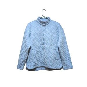 Eddie Bauer Ladies Quilted Pull Over Heathered Colony Blue  Sz. Med